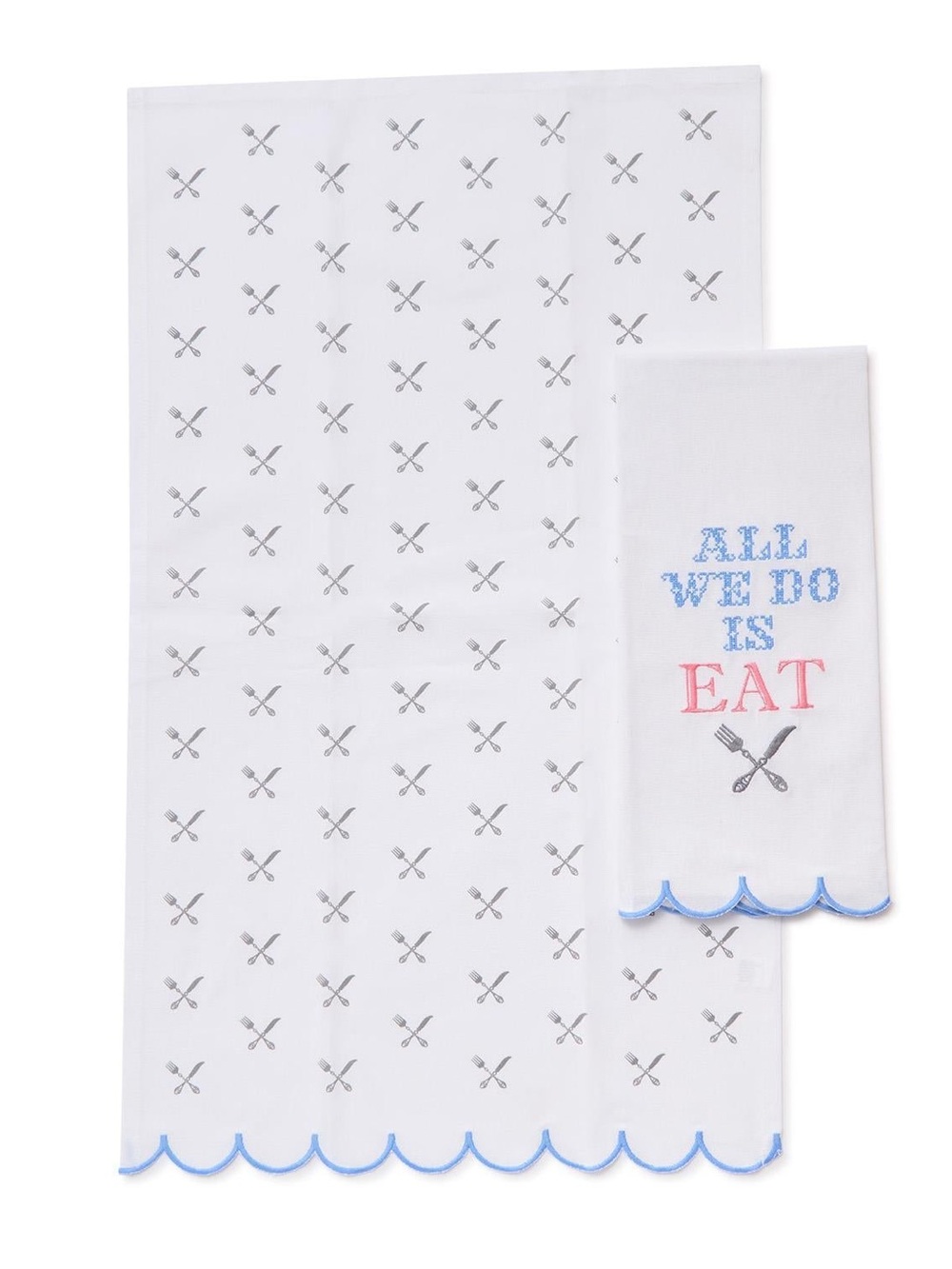 NWT Pair of Cotton Embroidered Humorous Kitchen Towels